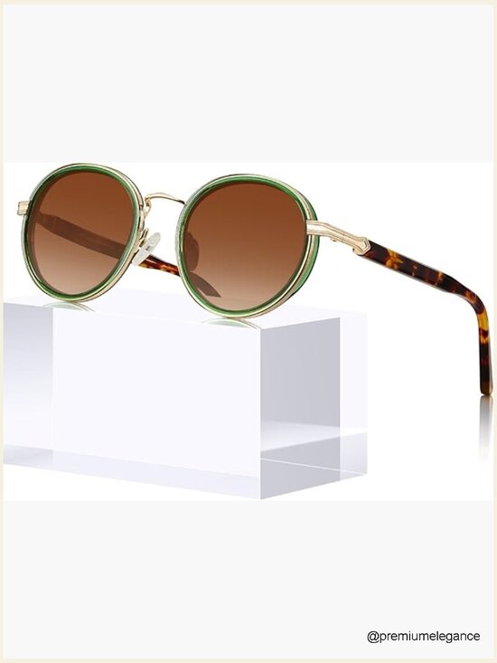 Retro Round Sunglasses Polarized UV Protection Acetate-Metal Frame Designer